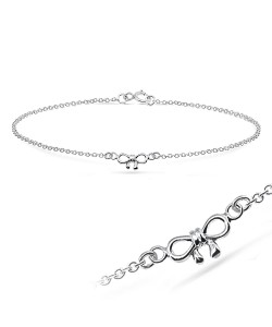 Adorable Bow Silver Anklet ANK-197